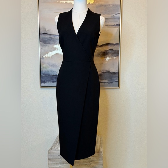 Alice + Olivia Black Faux Wrap Silhouette Asymmetrical Dress - Picture 2 of 16